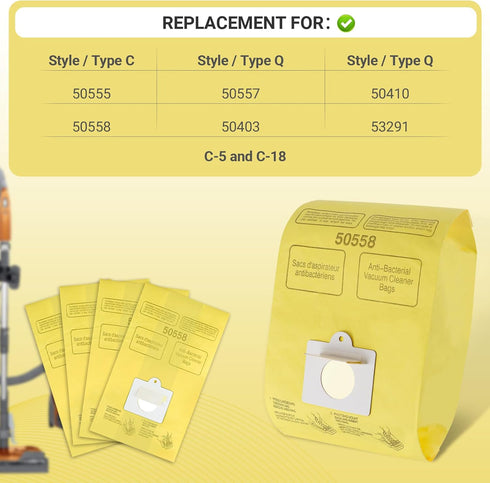 Vacuum Cleaner Bags for Kenmore Canister Type C/Q 50555 50557 50558 and Type C-5, 10PCs