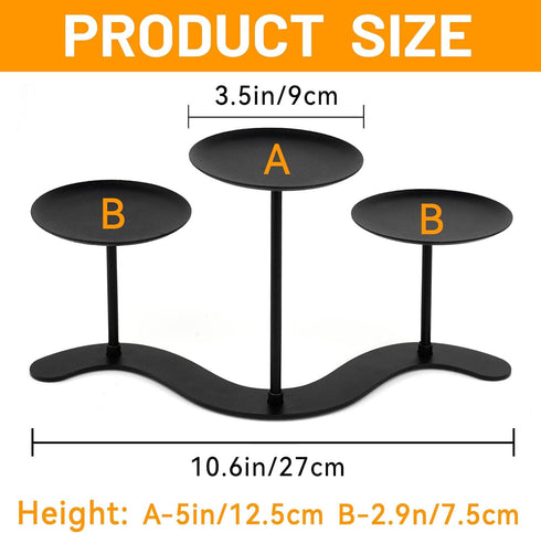Iron Candle Holder Fireplace, Metal Candelabra Centerpiece Decor for 3 Pillar Candles