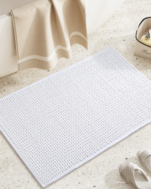 Color&Geometry Chenille Rubber Backed Bathroom Rugs - Non Slip, Absorbent, Quick Dry, Washable, 17"x29.5" Standard Bath