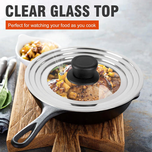 Universal Lid for Pots and Pans, Stainless Steel Pan Cover Fits 6-7-8 Inch Cookware