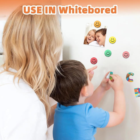 Qualsen Fridge Magnets, Strong Mini Cute Magnets for Crafts, Whiteboard, Locker, Kitchen, Office, Classroom, 20pcs Smile