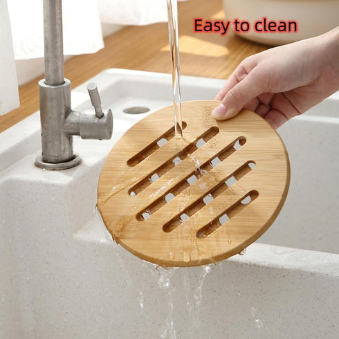 Hot Pads Trivet, Solid Bamboo Wood Trivets for Hot Dishes, 4pcs Multi Size
