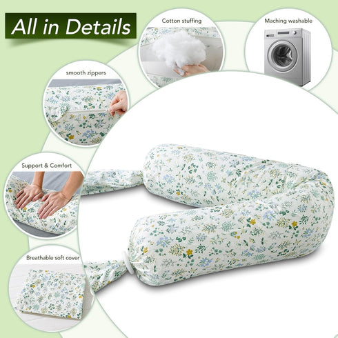 55" Full Body Pillow for Adults & Pregnancy - Extra Long Round Cylinder Pillow for Side Sleepers, Adjustable Firmness