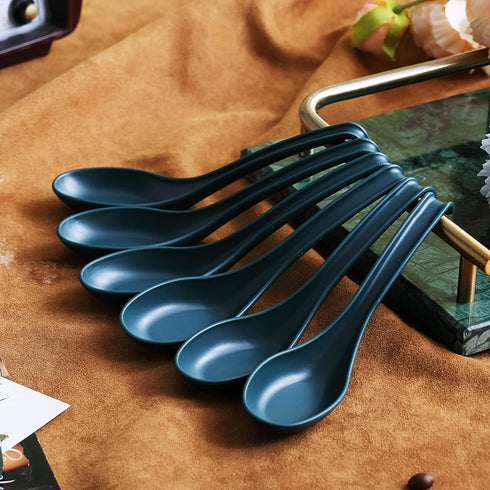 Soup Spoon, ECO Friendly Dinner Spoon,Made of Food Grade PP, BPA Free,Easy Clean,Dishwasher Safe Set of 12(Dark Green)