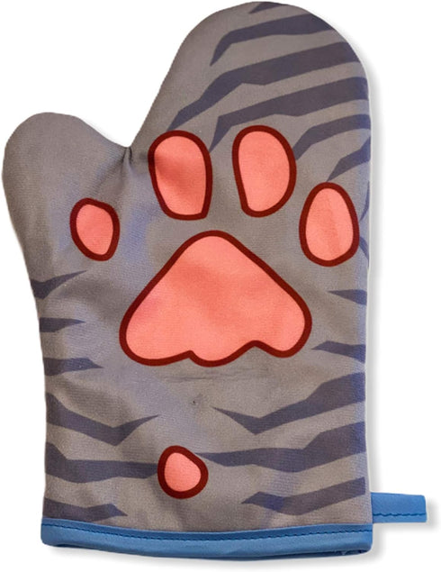 Cat Paw Oven Mitt, Funny Pet Kitty Cat Kitten Graphic Baking Glove, Cool Food Novelty Cookware Grey Oven Mitt