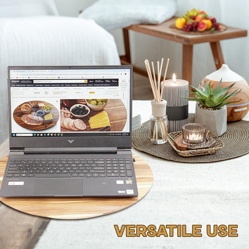 Dia.18 Acacia Wood Lazy Susan, Wooden Turntable Organizer for Cabinet, Pantry, Countertop, Table, Charcuterie Boards