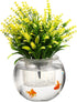 YARNOW Self Watering Round Glass Flower Pot, Wick Rope for House Plants, Hydroponics, and Semi-Hydroponics