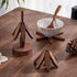 DEOLD Set, Set 4 Wooden Placemats - Tree Washer Wooden Pinwheel Coaster with Stand for Easy Storage - for Fondue pots