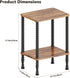 2-Tier Side Table, Wood End Table, Vintage Bedside Nightstand with Open Storage Shelf for Living Room, Bedroom, Office
