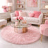 4Ft Amdrebio Light Pink Round Circle Rug for Girls Bedroom, Fluffy Cute Area Rugs for Kids Room Decor Aesthetic, Kawaii