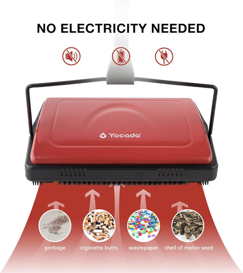 Yocada Carpet Sweeper Cleaner for Home Office Low Carpets Rugs Undercoat Carpets Pet Hair Dust Scraps Paper Small