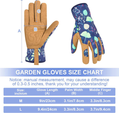 Women's Gardening Weeding Gloves, Leather Thorn Proof Garden Gloves for Digging, Planting, Pruning