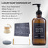 Set 16oz 12 (Set 6) Soap Dispenser Refillable Amber Glass Bottles with Brush Holder, Dish Scrub, Diatomite Tray