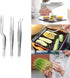 Cridoz 6 Pcs Precision Tongs Stainless Steel Kitchen Cooking Tweezers, Drawing Spoons, Offset Spatula for Food Plating