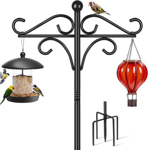 SEGNAYEN Bird Feeder Pole Stand Squirrel Proof, 92 Inch Shepherds Hooks for Outdoor
