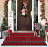 Christmas Outdoor Rugs 24 x 51'', Black Red Buffalo Plaid Hand-Woven Indoor/Outdoor Layered Door Mats
