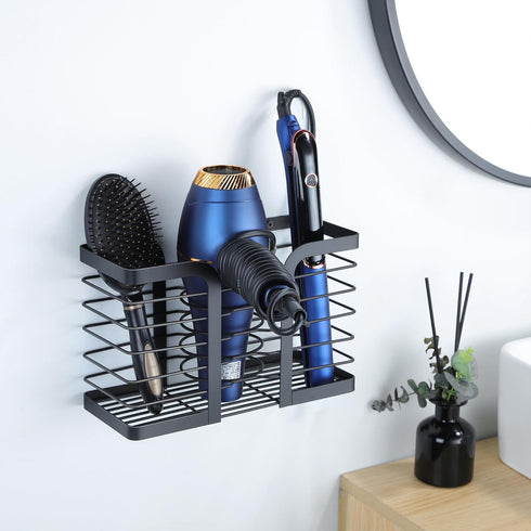 YIGII Hair Dryer Holder, 3-in-1 Hair Tool Organizer, Adjustable Height Bathroom Organizer for Flat/Curling Irons, Hair