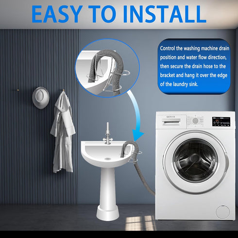 Washing Machine Drain Hose Holder, Adjustable Hook, Universal Sink Hose Clamp for All Drain Hose