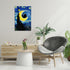 TYOHU Black Cat Canvas Wall Art, Starry Night Oil Painting, 12x16in Framed Colorful Abstract Floral Prints for Gallery