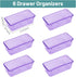 WOWBOX 6 PCS Plastic Drawer Organizer Set, Desk Drawer Divider Organizers and Storage Bins for Makeup, Jewelry, Gadgets for Kitchen, Bedroom, Bathroom, Office, Purple