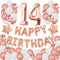 14TH Birthday Decorations for Girls - Happy Birthday Banner, Rose Gold Confetti Balloons for 14 Years Old Party Supplies