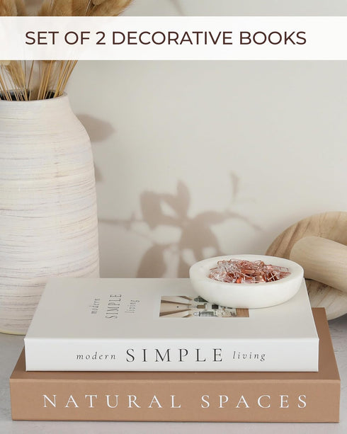 Set 2 Beautiful Decorative Books - of Boxes Enhance Your Coffee Table, Bookshelf or Mantel Shelf Decor - Aesthetic