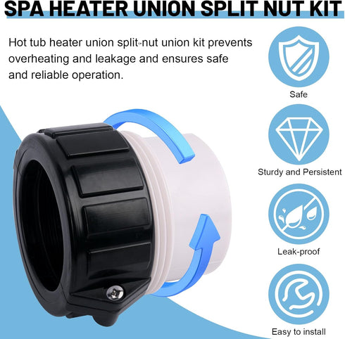 XT Hot Tub Heater Split Nut Union & Heater Tailpiece, 2" Inch Heater Adopter