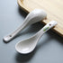 Set of 6 5.5" Asian Soup Spoons, White Ceramic Chinese Soup Spoons for Ramen, Pho, Wonton, Miso