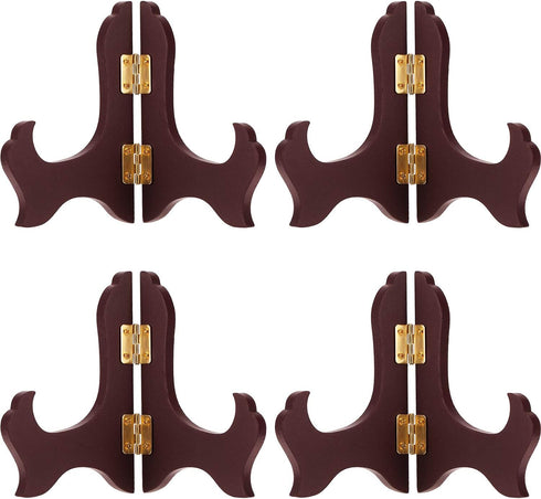 Tatuo 4 Packs Red Wooden Display Stand Plate Holder Easels (4 Inch)