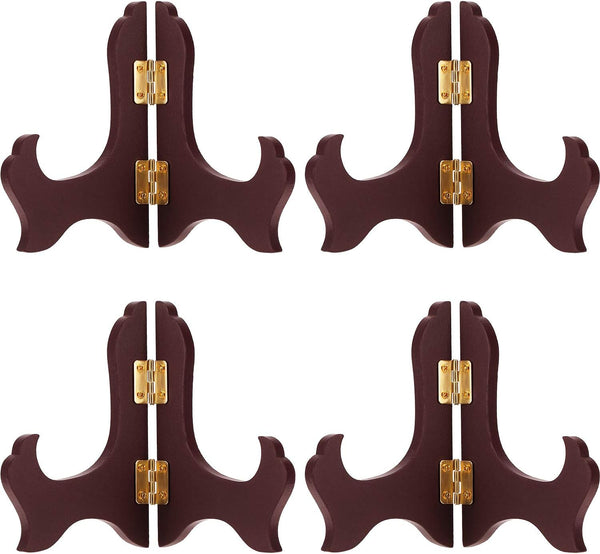 Tatuo 4 Packs Red Wooden Display Stand Plate Holder Easels (4 Inch)