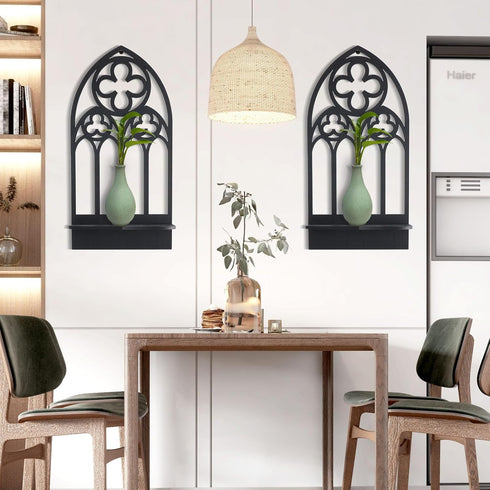 2 3) OYEFLY Pcs Gothic Sconces Wall Decor,Black Goth Decor Arched Church Wall (Style