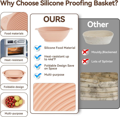 24PCS 9"Round 11"Oval Sourdough Starter Kit, Sourdough Bread Baking Supplies, & Banneton Bread Proofing Basket, Bread