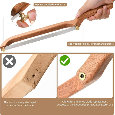 Uprichya Bread Knife for Homemade Bread Sourdough, Serrated Bread Slicer & Bread Bow Knife with Ergonomic Grip