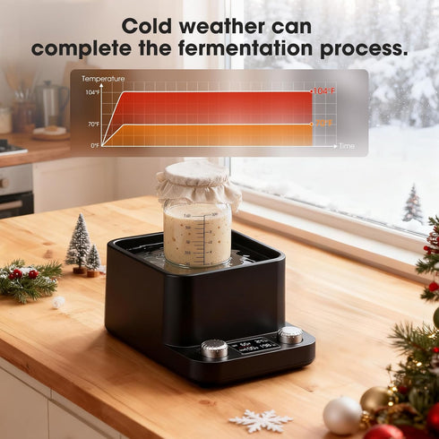 1F (70-104F) 50oz |198-h |360 Sourdough Starter Warmer | Water Bath Precise Thermostat Sourdough Warmer | For Jars