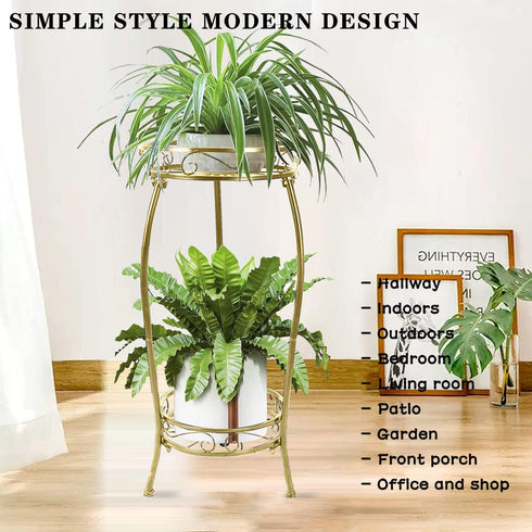 MOCORY 2 27" Plant Stand Indoor Outdoor Tier Tall Metal Potted Holder Rack Flower Pot Stand Heavy Duty Plant Shelf