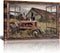 Fimtise Barn Pictures Wall Decor, Old Tractor Farmhouse Canvas Painting for Living Room Bedroom Decoration