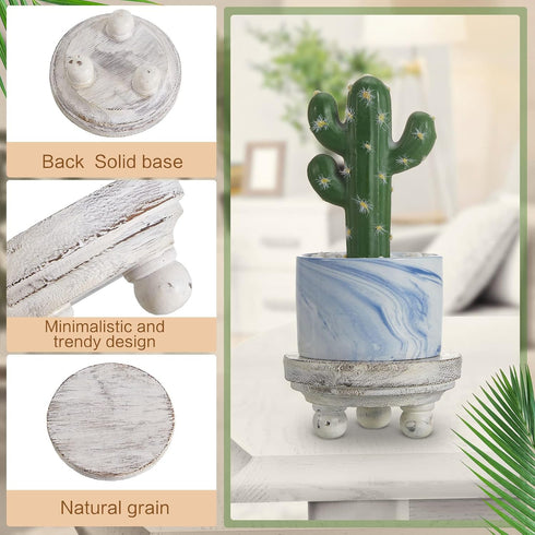 Set 2 Yalikop of Mini Wood Risers for Decor Round Wooden Riser Small Wooden Stool Display Stand Farmhouse Rustic Wood