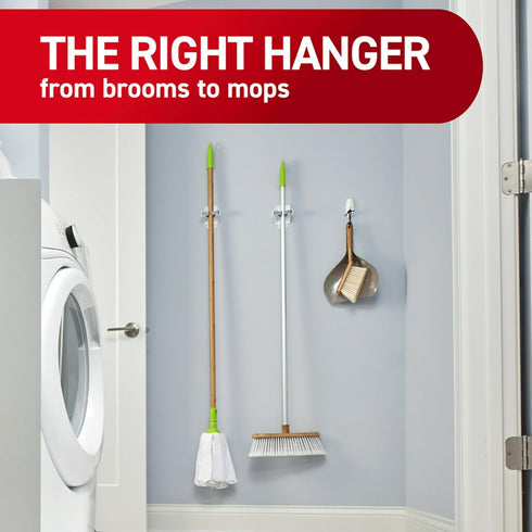 Command 3 6 Closet, 4 lb Broom Grippers, Hangers and Strips, Damage-Free Mop and Broom Holder Wall Mount, Household