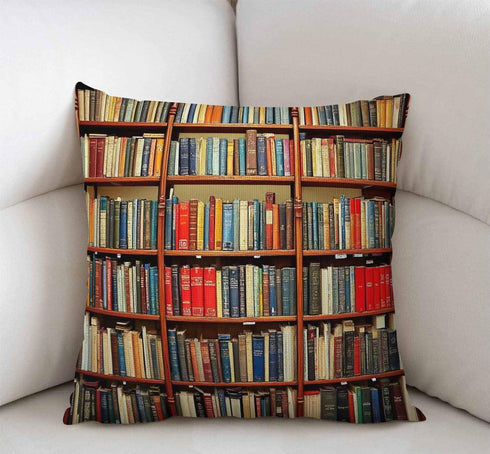Swono 18 18 Library Bookshelf Farmhouse Decor Family Decoration Cotton Linen Home Decorative Throw Pillow Case Cushion