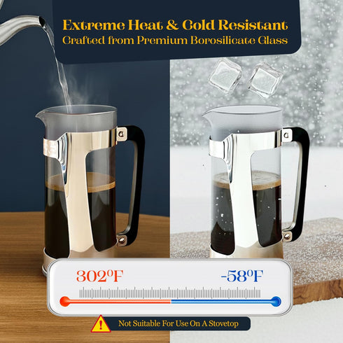 P5 (18 oz) ESPRO French Press Coffee Maker Patented Double Micro-Filter for Grit Free Brew, Heat-Resistant Thicker
