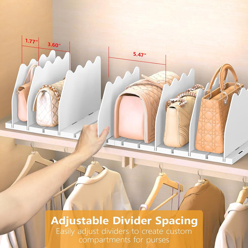 Ronlap Purse Storage Organizer for Closet, Adjustable Shelf Dividers Rack for Handbag Separators, Closet Organization,
