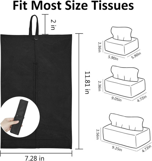 kakaforsa Black Toilet Paper Holder | Reusable Tissue Holder Cloth Cover | Hang Paper Towel Holder for Car, Home,