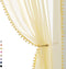 Treatmentex Pom-pom Sheer Curtains for Living Room, 84 inch Long Yellow Curtain