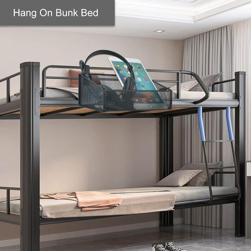 MATIMASU Bedside Caddy Hanging Storage Basket Beside Shelf Metal Organizer for Collage Dorm Bunk Bed,Hospital Bed,Baby