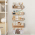 Generic Bookshelves,Set 4 BOMID Wall of Natural Wood Floating Bookshelf,Nursery Shelves,Floating Book Shelves
