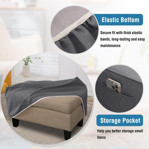 33"-34" H.VERSAILTEX Ottoman Cover Slipcover Rectangle Fit Length Footrest Sofa Slipcovers Stool Cover Footstool