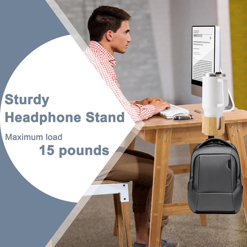 Nnewvante Desk Cup Holder, 2 in 1 360° Rotating Headphone Hanger and Anti-Spill Cup Holder for Gaming Desk