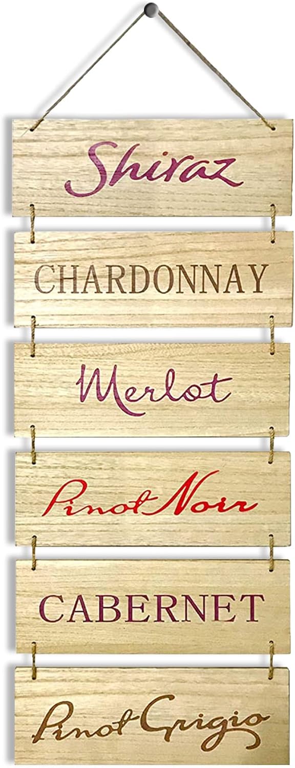 Hanging Wall Wine Décor - Rustic Wine Wall Art, Bar Signs for Home, Kitchen, Family Room, Vintage Plaques