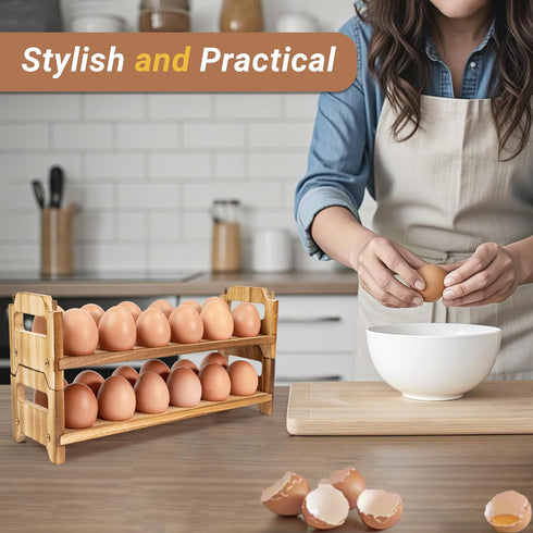 Countertop 24-Hole Counter Yuoyar Wooden Fresh Egg Holder - Stackable egg storage for Gathering Fresh Eggs - Egg Rack