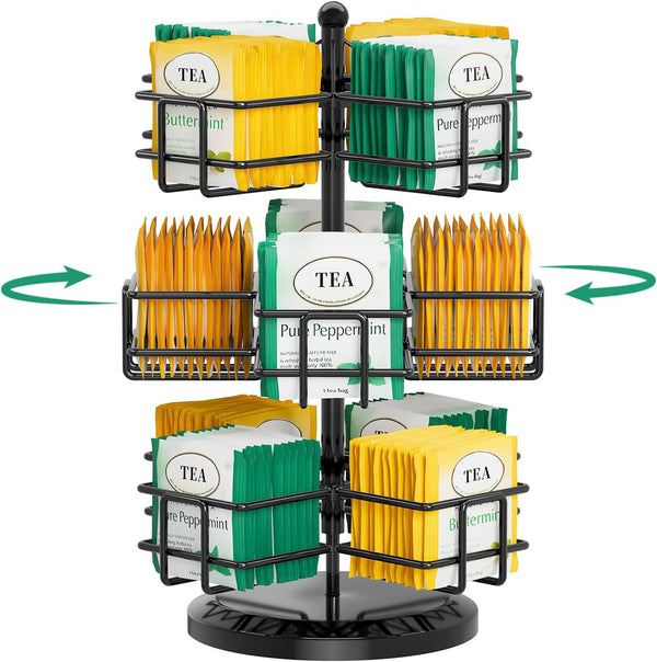 EsLuker.ly Tea Bag Holder Organizer for Counter 3 Tier Metal Teabag Storage